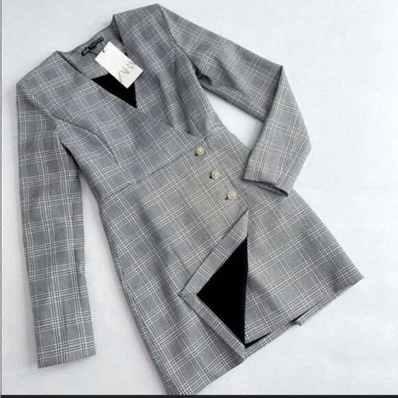 Zara Plaid Blazer Dress  - Picture 1 of 16